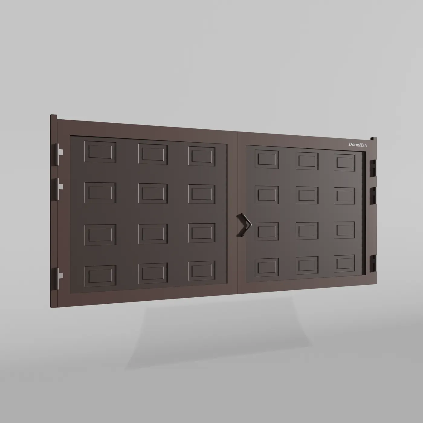 Распашные ворота DoorHan 4600х1700 цвета RAL 8017 (коричнево-красный) с дизайном «филенка» с автоматикой